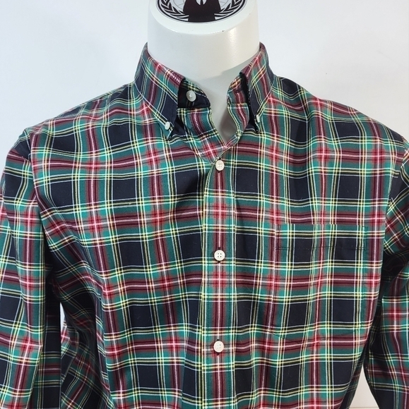 Land's End Plaid Collared Button Up Dress Shirt - Picture 3 of 7
